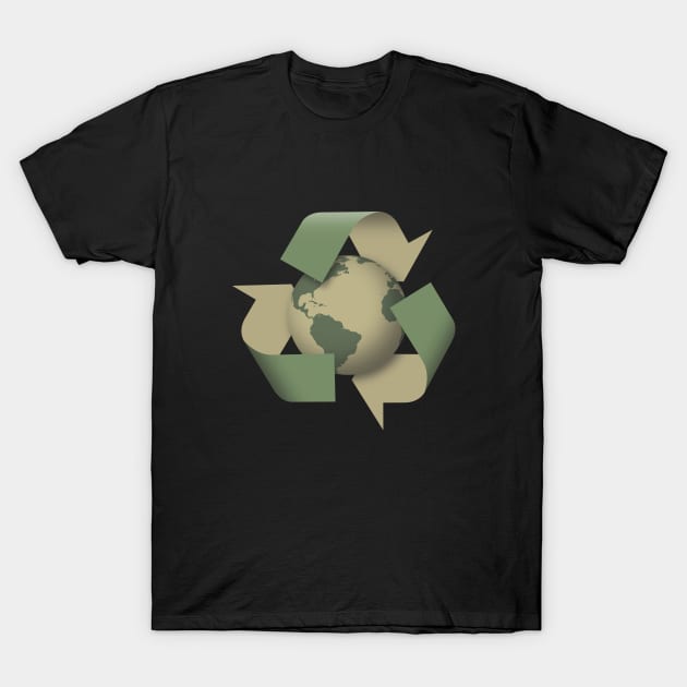 Recycle Symbol with Earth. T-Shirt by Brartzy